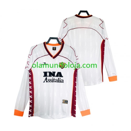 Camisola AS Roma 2000 Retro Homem Equipamento Segundo 1999 Manga Comprida